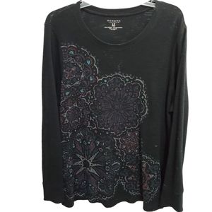 Sonoma KnitSweater with Lovely Delicate Blue Print.